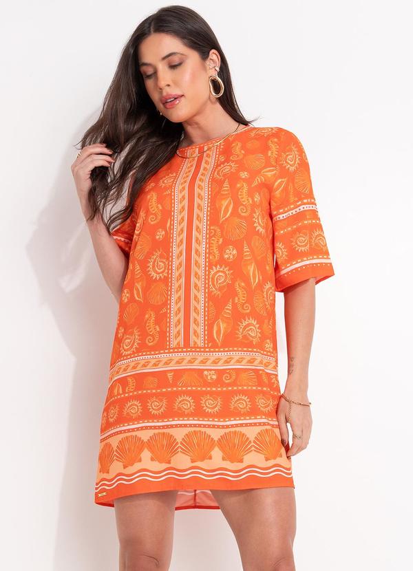 Vista 2 Vestido Estampado Laranja Colcci Colcci