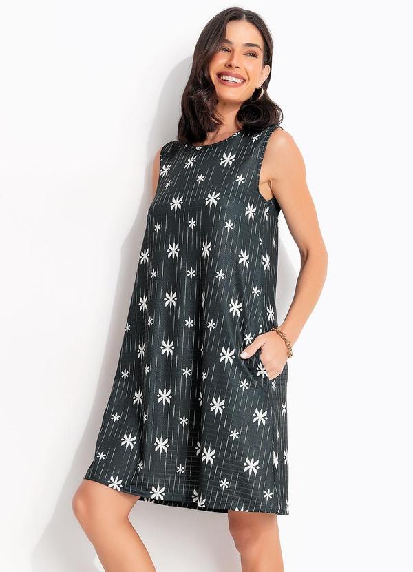 Vestido Étnico Verde em Malha Texturizada