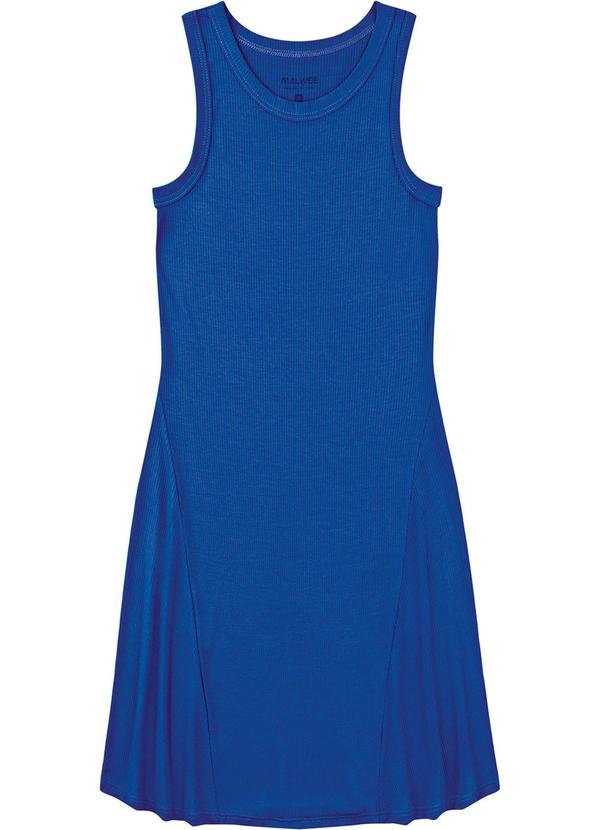Vestido Evasê Canelado Azul Royal