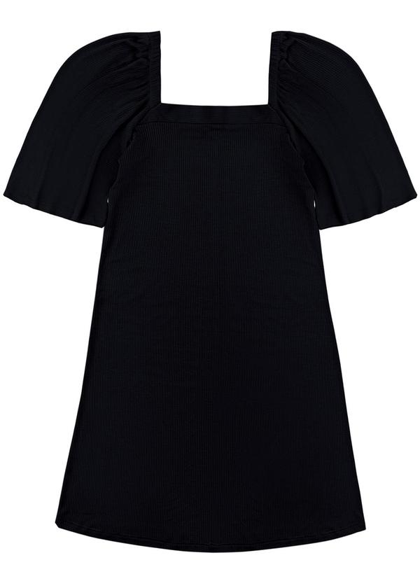 Vestido Evasê Canelado Preto