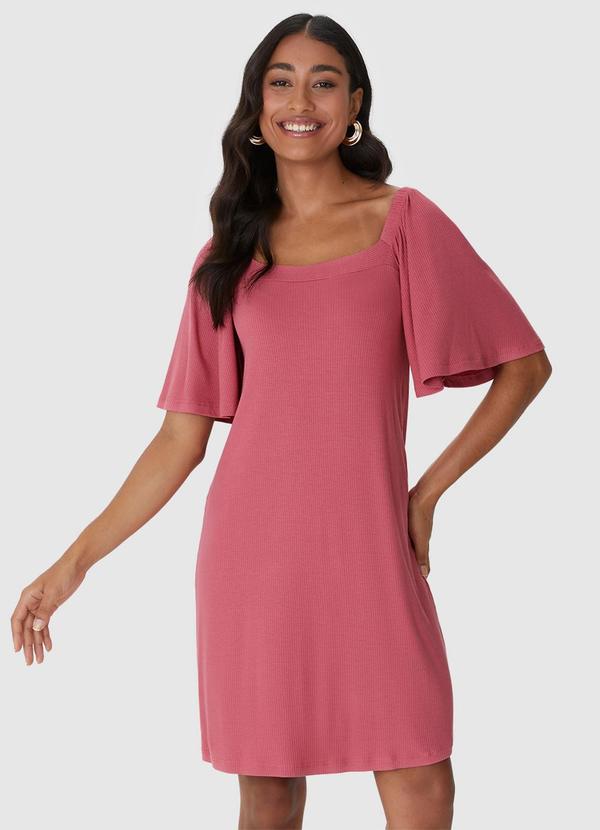 Vestido Evasê Canelado Rosê