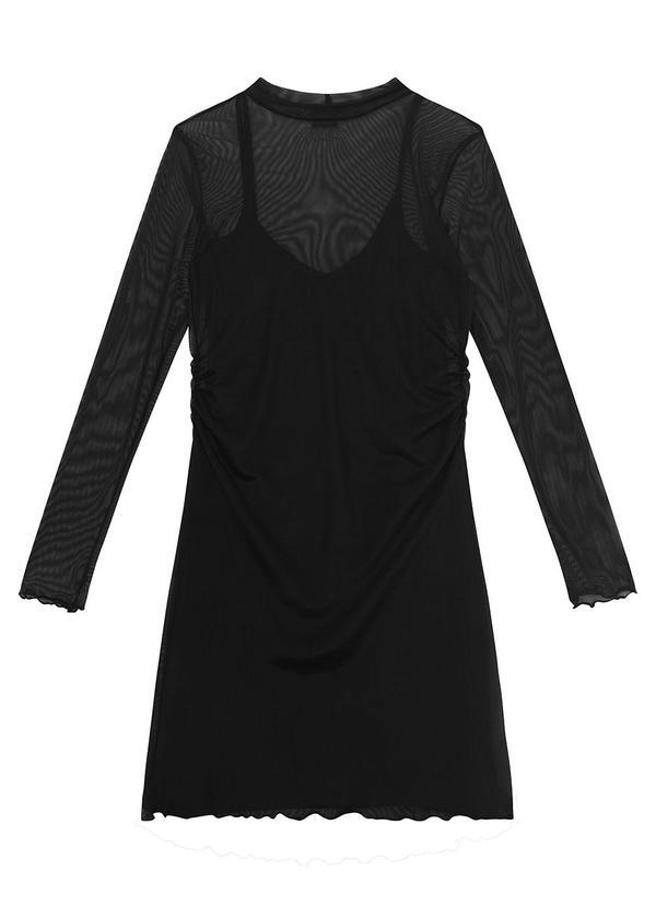 Vestido Evasê em Tule Preto