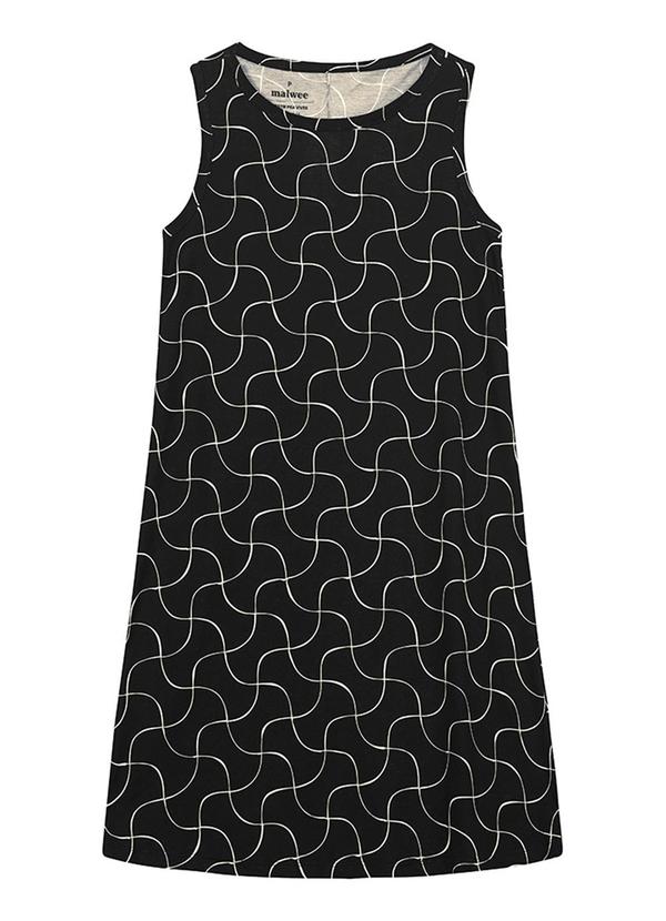 Vestido Evasê Fine Line em Malha Preto