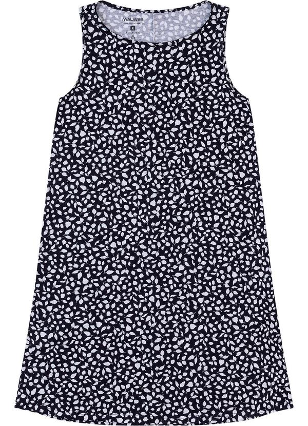 Vestido Evasê Folhagens Preto