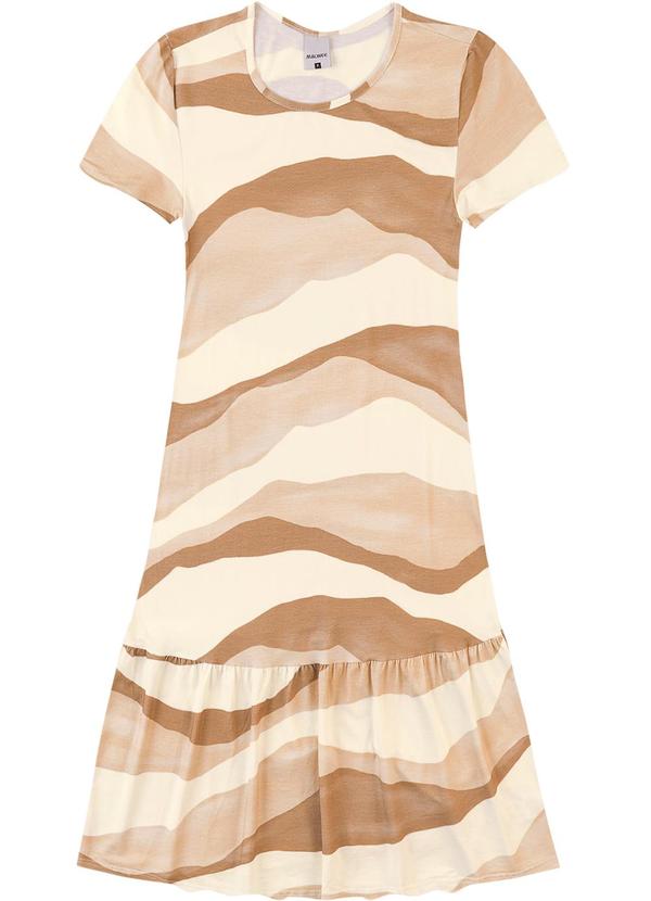 Vestido Evasê Marmorizado Areia