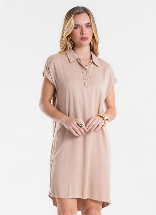 Vestido Feminino Chemise Amplo Liso Bege