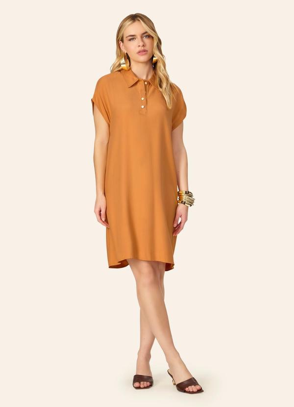 Vestido Feminino Chemise Amplo Liso Marrom