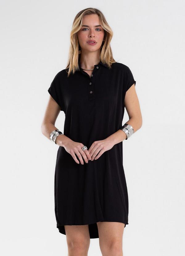 Vestido Feminino Chemise Amplo Liso Preto