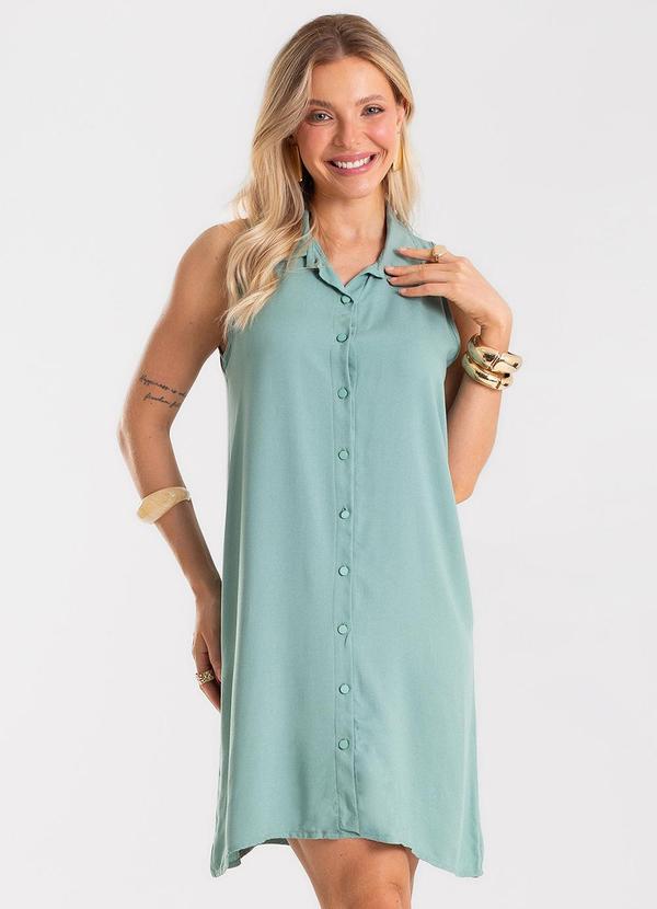 Vestido Feminino Chemise Malha Viscose Verde