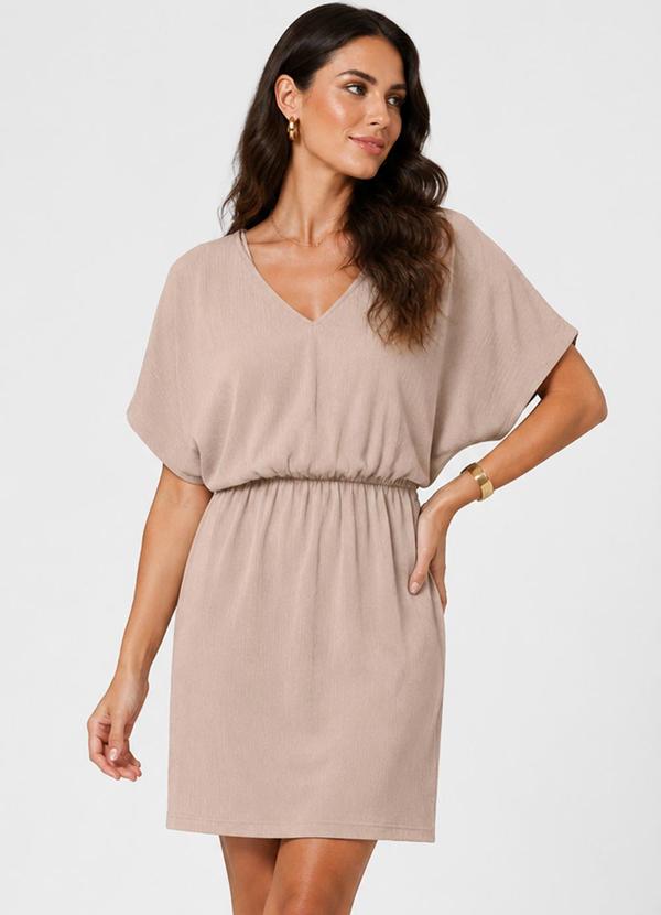 Vestido Feminino com Decote em V Bege