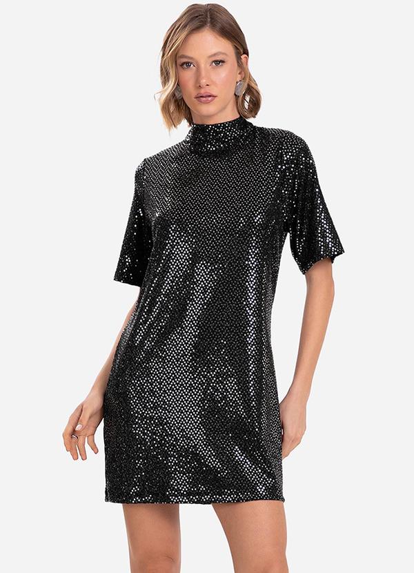 Vestido Feminino com Lantejoula Preto