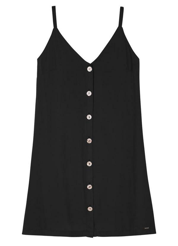 Vestido Feminino Curto Botões Frontais Preto