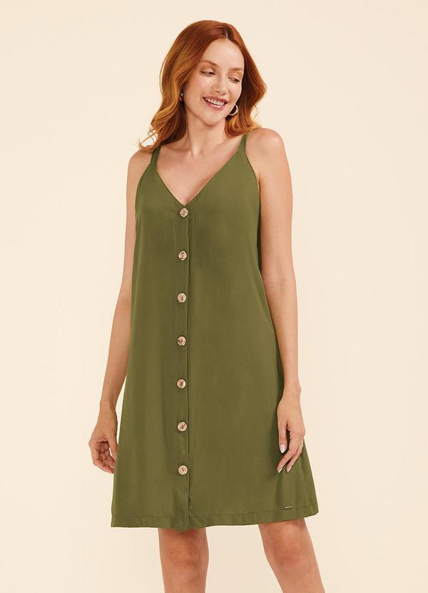 Vestido Feminino Curto Botões Frontais Verde