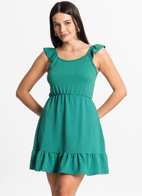 Vista 2 Vestido Feminino Curto com Babado Verde Rovitex Rovitex
