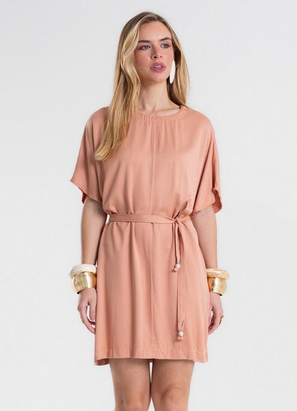 Vestido Feminino Curto com Cinto Marrom