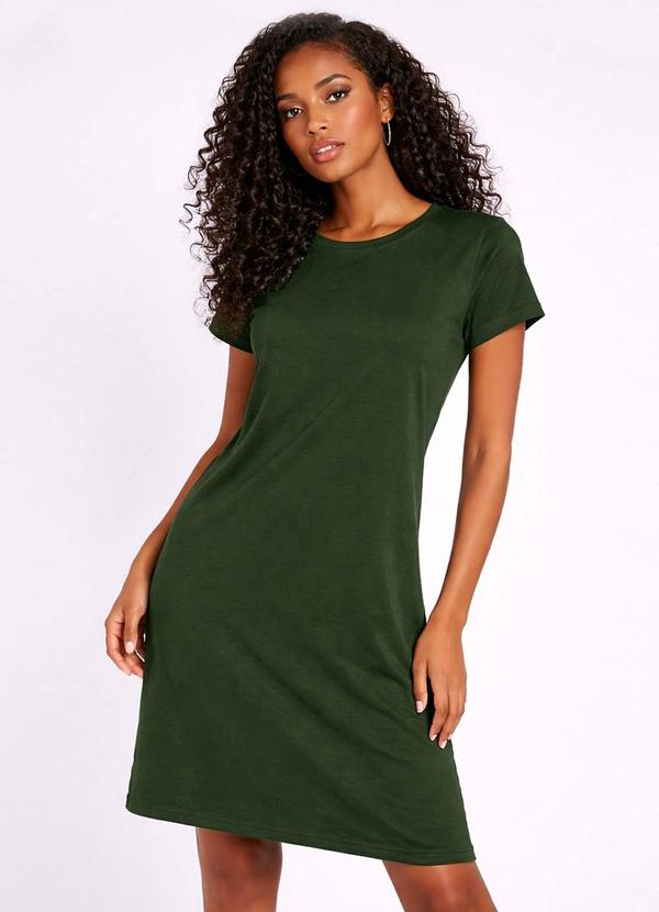 Vestido Feminino Curto com Manga Verde