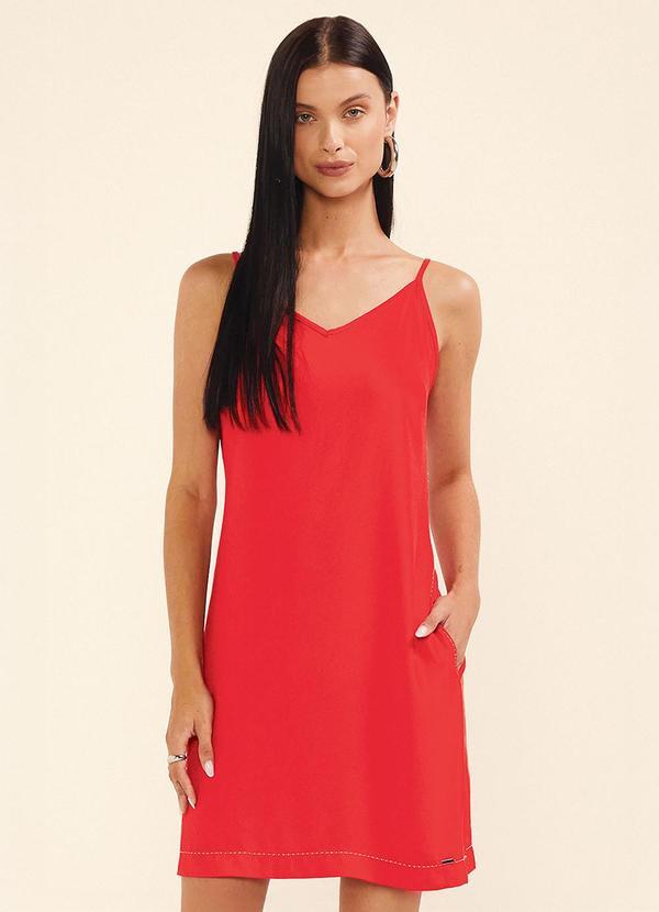 Vestido Feminino Curto Creponado Vermelho
