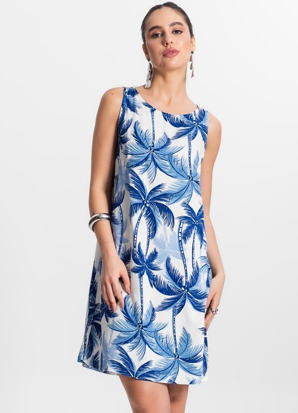 Vista 2 Vestido Feminino Curto de Viscose Azul Select Select