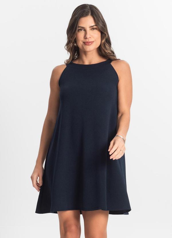Vista 2 Vestido Feminino Curto em Liganete Azul Rovitex Rovitex