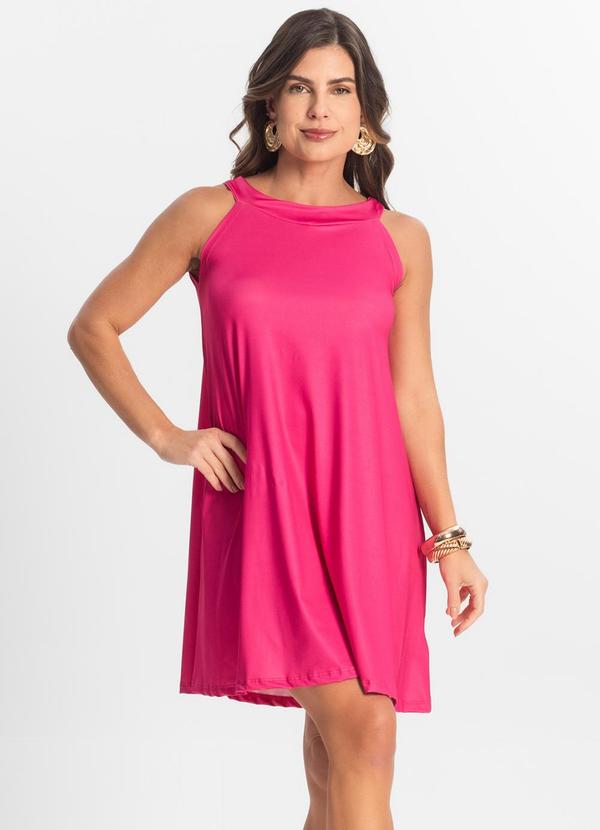 Vista 2 Vestido Feminino Curto em Liganete Rosa Rovitex Rovitex