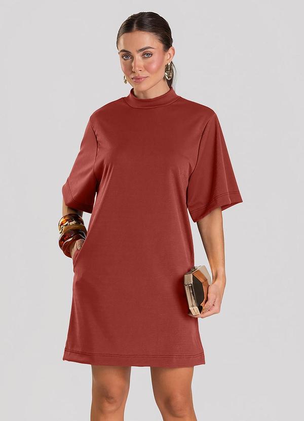 Vista 2 Vestido Feminino Curto em Tecido Vermelho Dianna Dianna