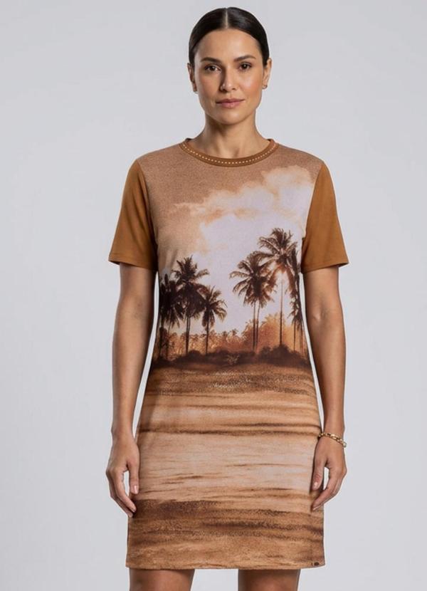Vestido Feminino Curto Estampado Marrom