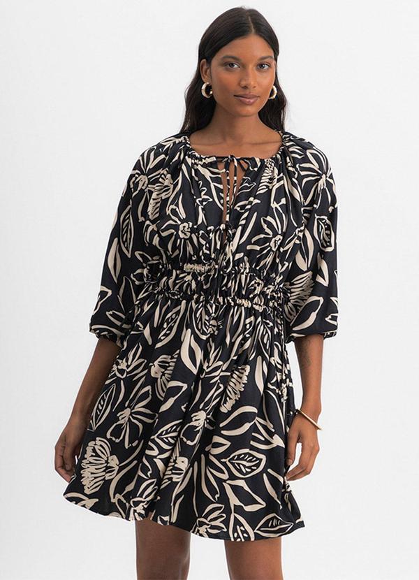 Vestido Feminino Curto Floral Preto