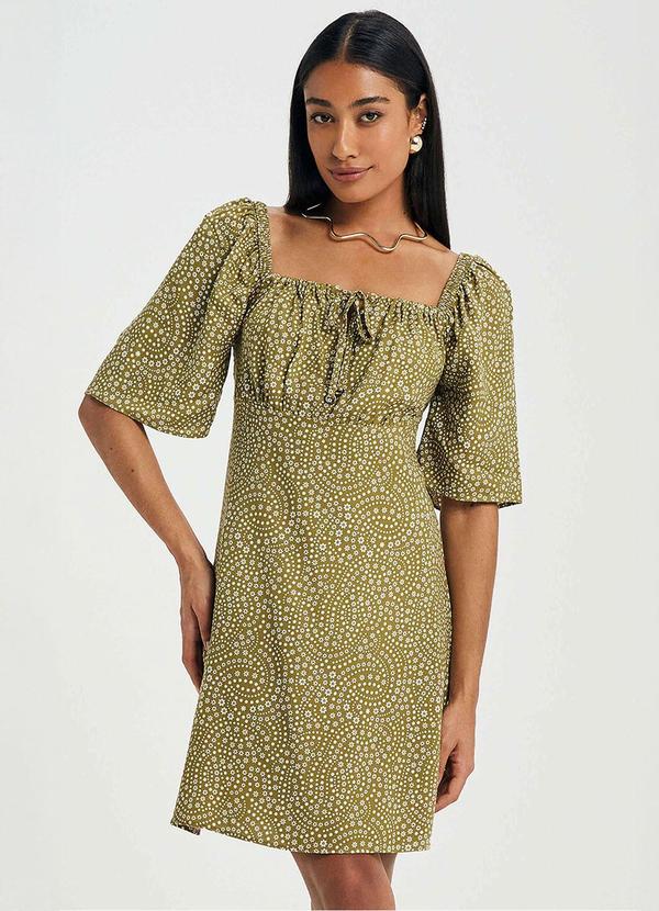 Vestido Feminino Curto Floral Verde