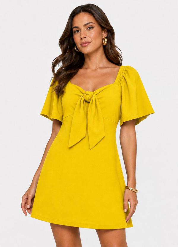 Vestido Feminino Curto Malha Visco Amarelo