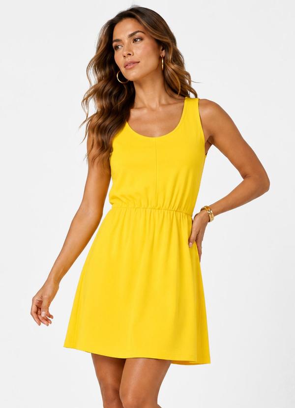 Vestido Feminino Curto Malha Visco Amarelo