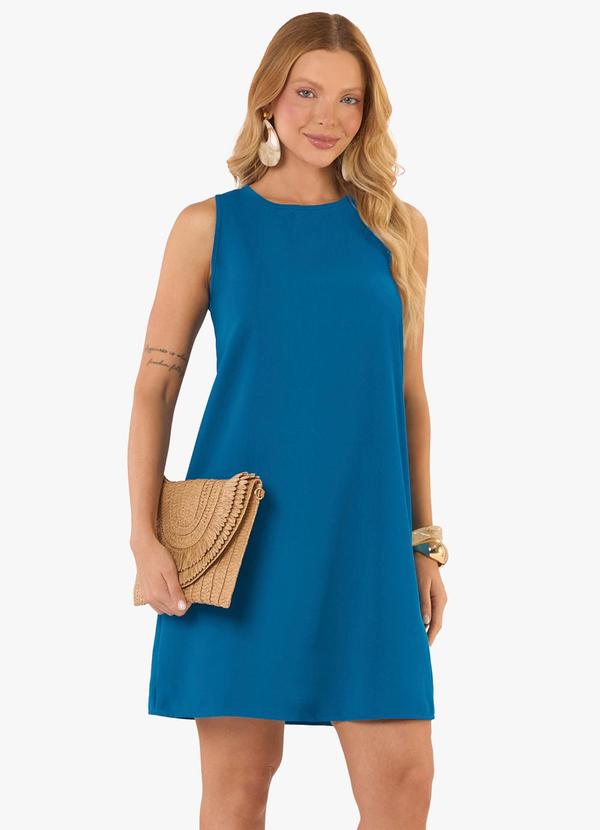 Vestido Feminino Curto Tecido Twill Azul