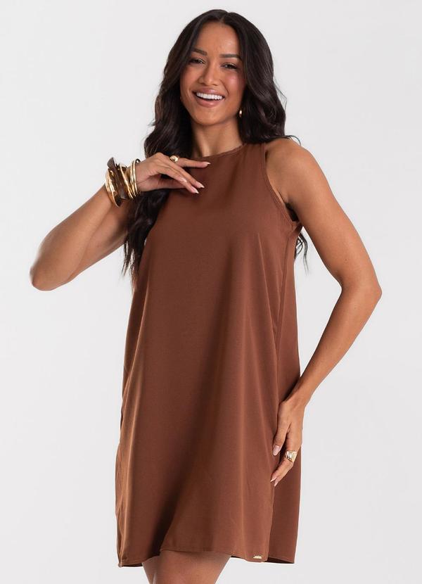 Vestido Feminino Curto Tecido Twill Marrom