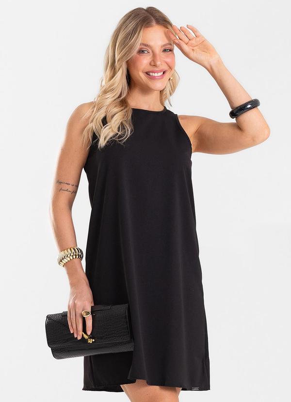 Vestido Feminino Curto Tecido Twill Preto