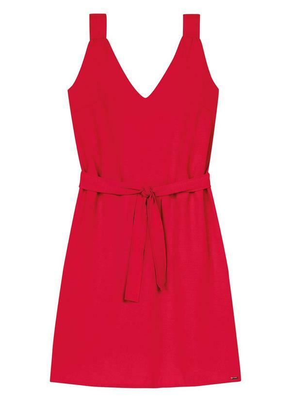 Vestido Feminino Decote V com Amarração Vermelho