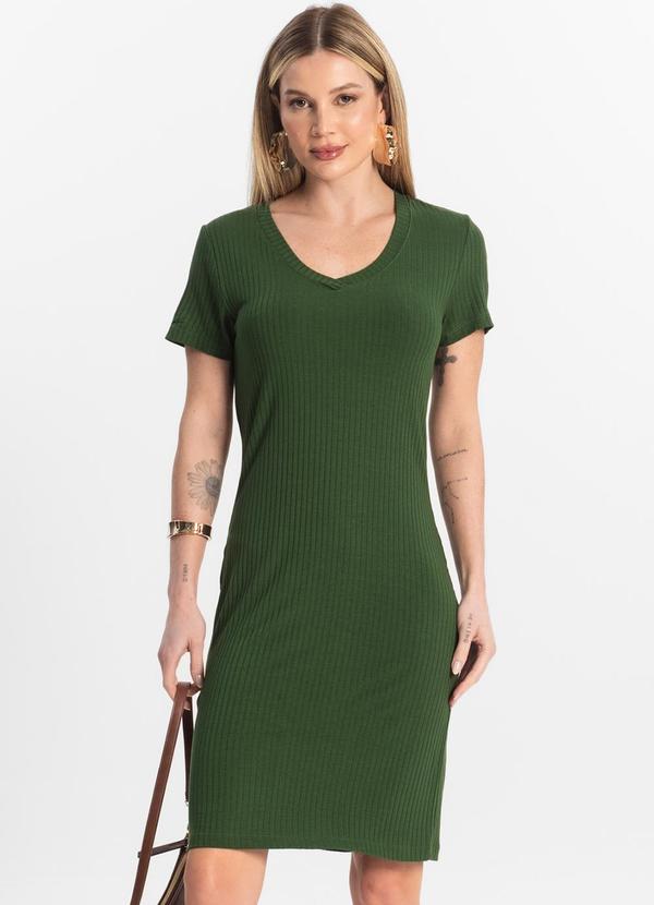 Vista 2 Vestido Feminino em Ribana Canelada Verde Rovitex Rovitex