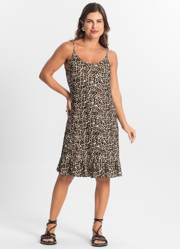 Vestido Feminino Estampado Bege