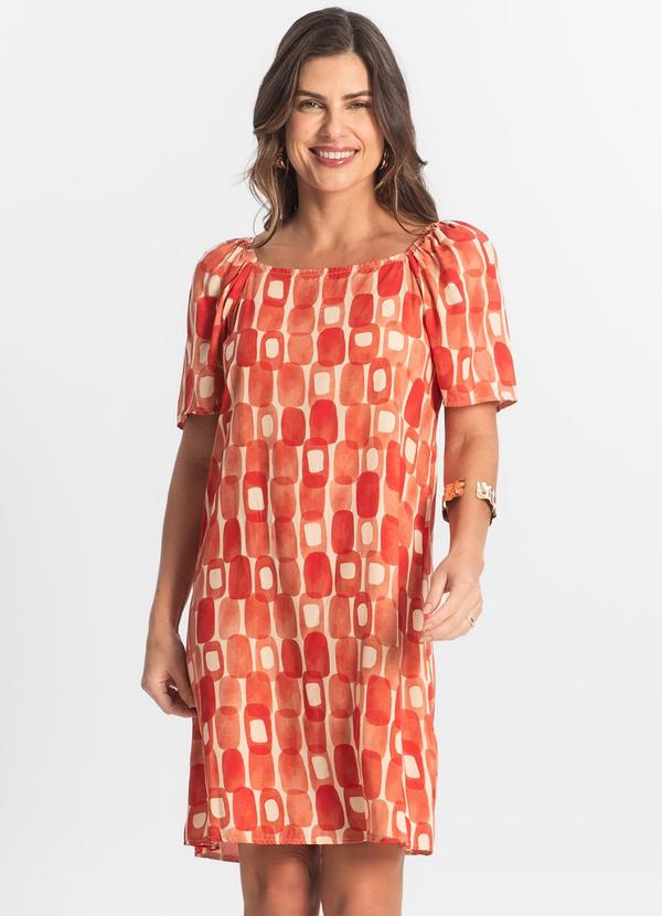 Vista 2 Vestido Feminino Estampado Laranja Select Select