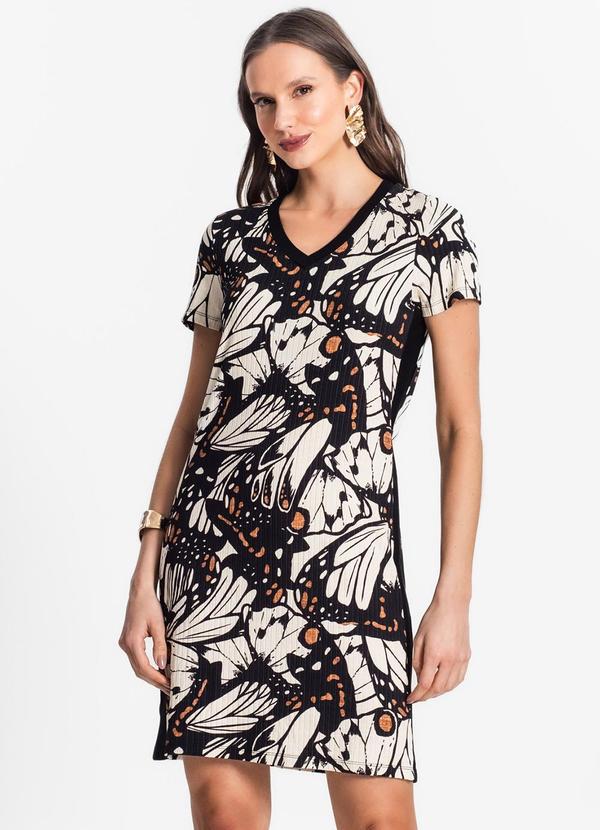 Vestido Feminino Estampado Preto