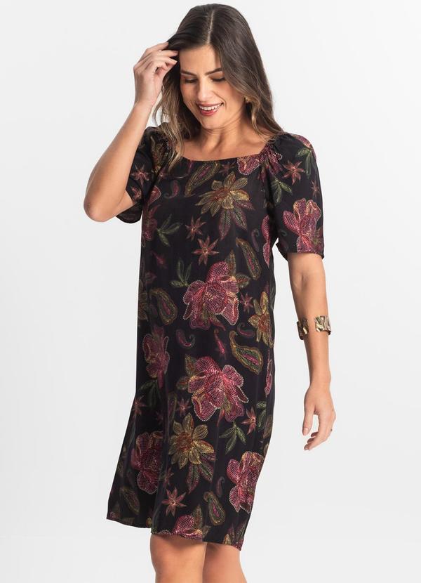 Vestido Feminino Estampado Preto