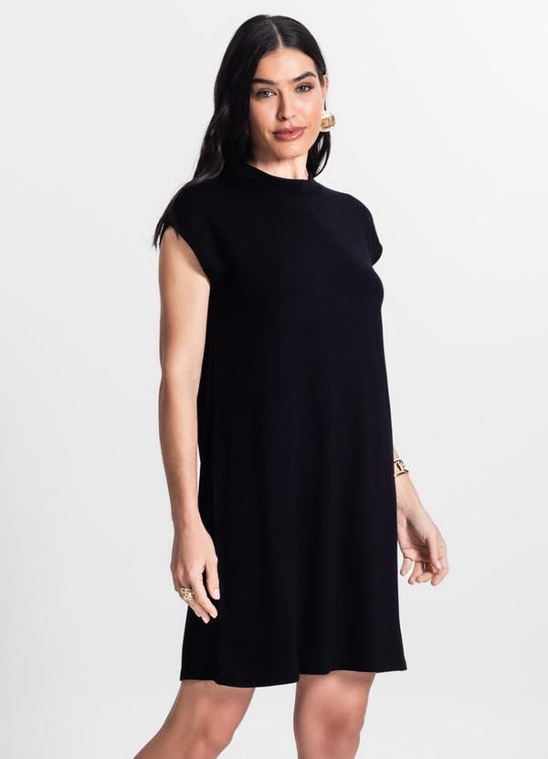 Vista 2 Vestido Feminino Gola Alta Preto INFINITA COR INFINITA COR