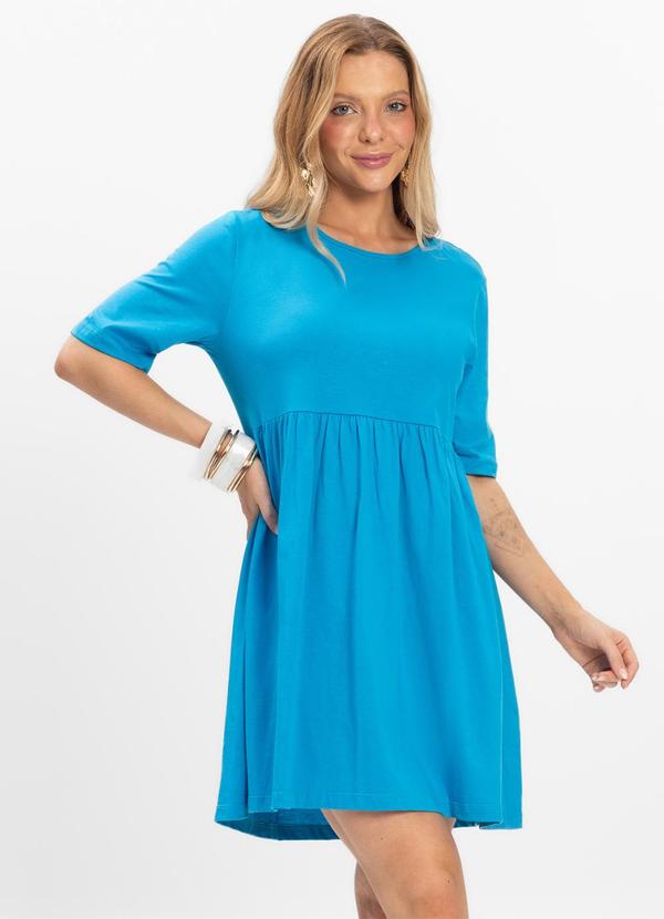Vista 2 Vestido Feminino Liso Azul Select Select