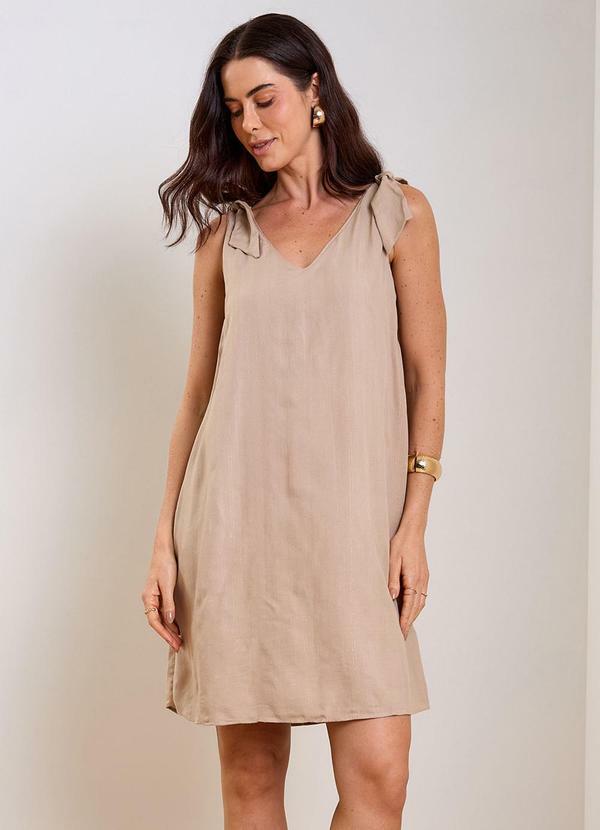 Vestido Feminino Listrado Casual Bege