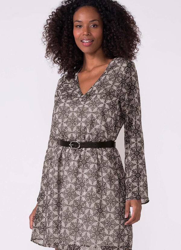 Vestido Feminino Manga Longa Chifon Preto