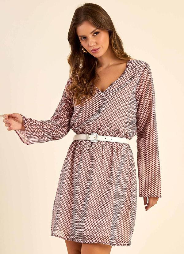 Vestido Feminino Manga Longa Chifon Vermelho
