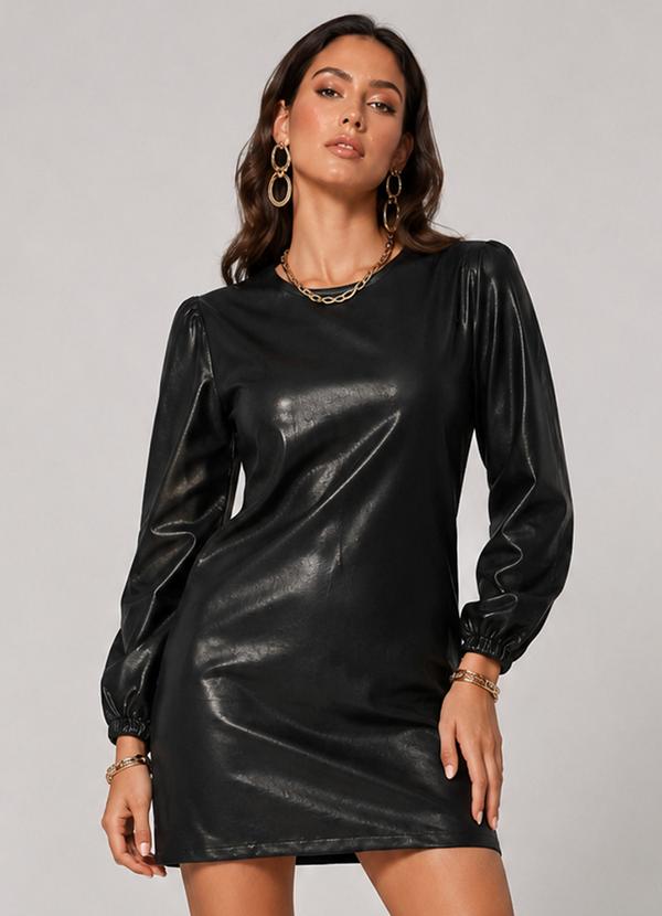 Vestido Feminino Manga Longa Curto Preto