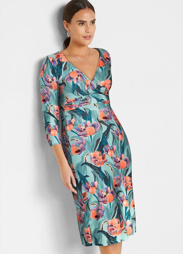 Vestido Floral Artístico em Malha Fria