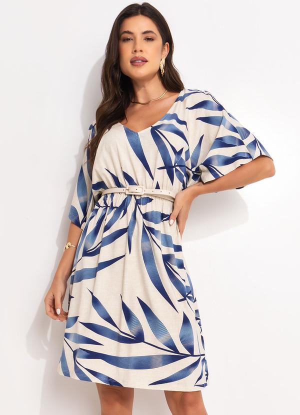 Vestido Folhagem Azul