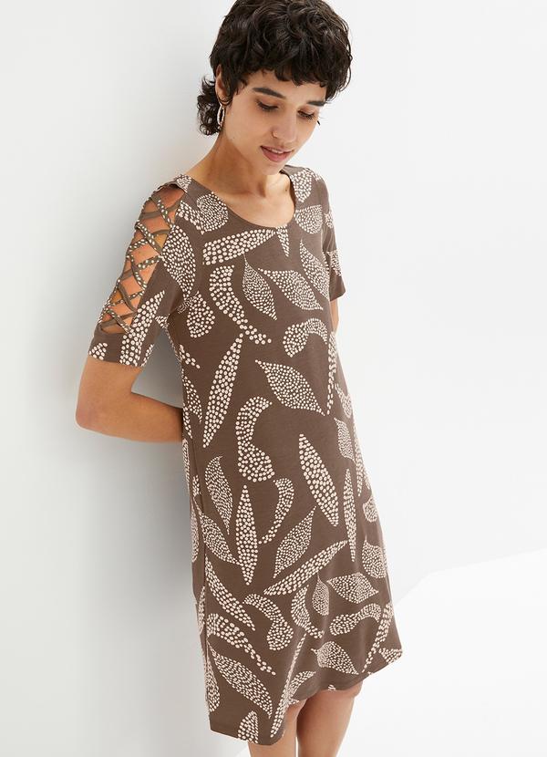 Vista 2 Vestido Folhagem Pontilhada em Linho bonprix bonprix