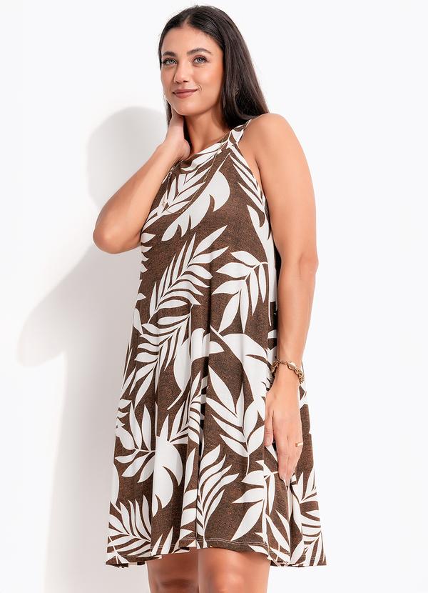 Vestido Folhagem Marrom