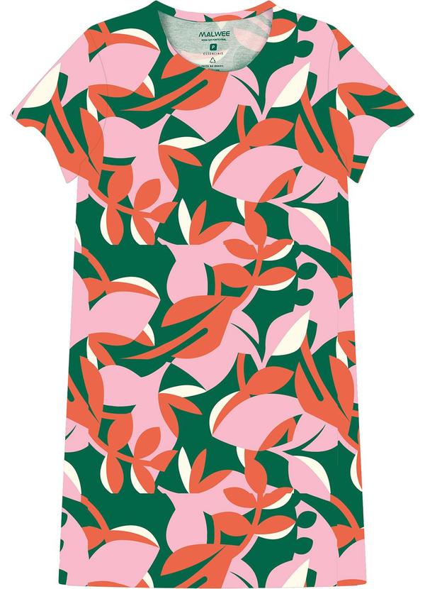 Vestido Folhagens em Malha Laranja